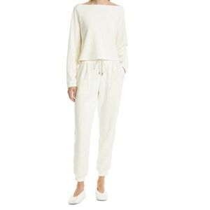 ATM Anthony Thomas Melillo Cotton fleece Ivory/Off white Chalk joggers L NWT